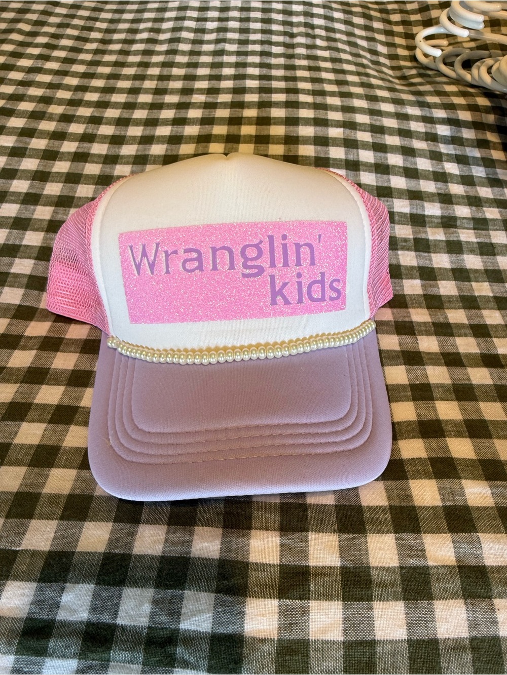 Wranglin' Kids Pink Mesh Pearl Trucker Hat